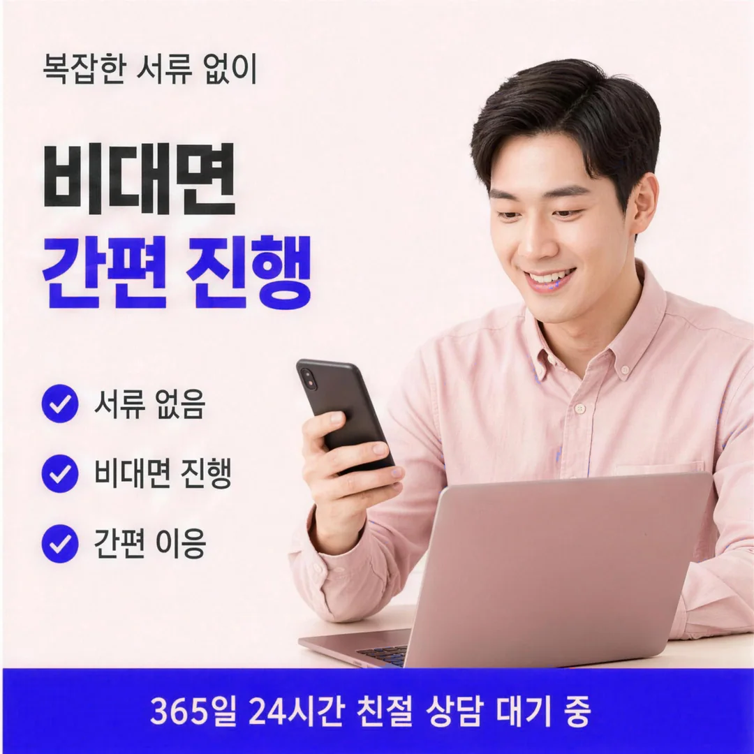 카드깡 업체 다음머니 24시간 전화 문자 상담을 안내하는 헤드셋 상담원 인물 이미지